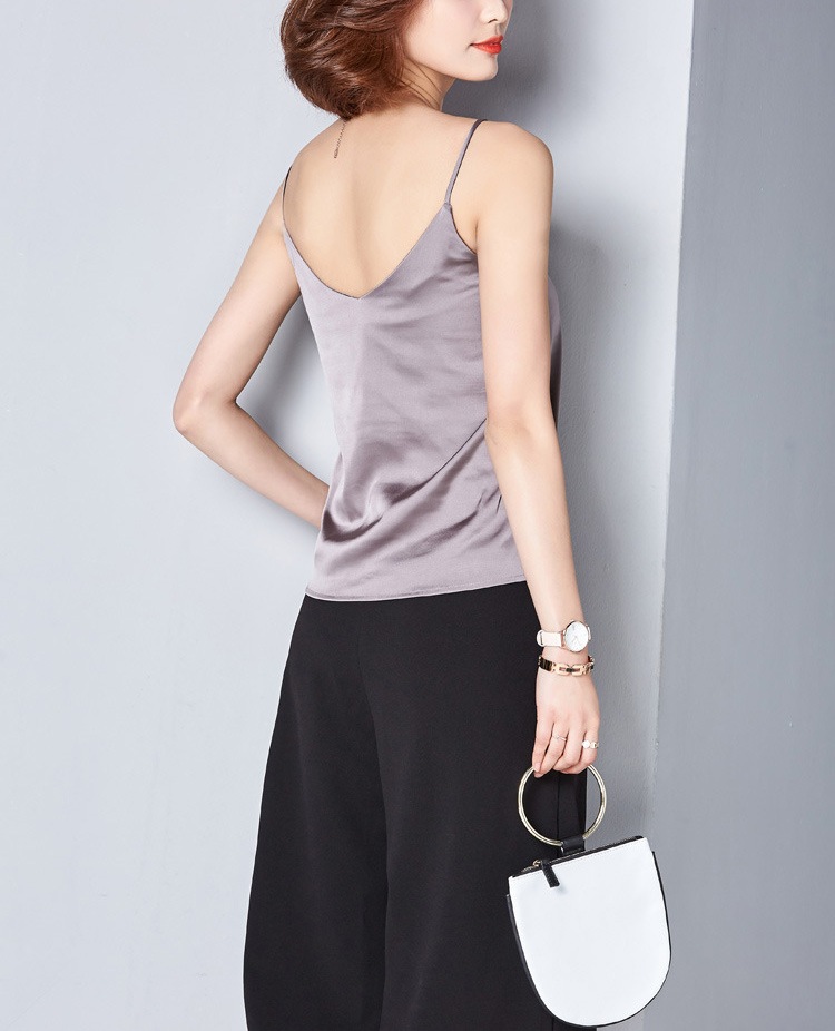 Vネック サテンキャミソール エレガント