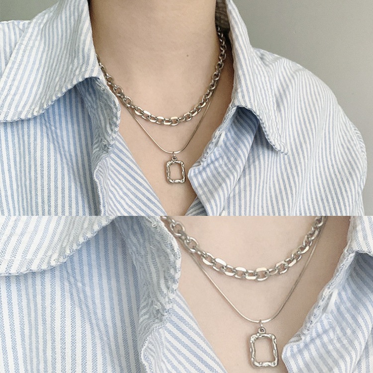 スクエアモチーフ ロング ショート 重ね付け