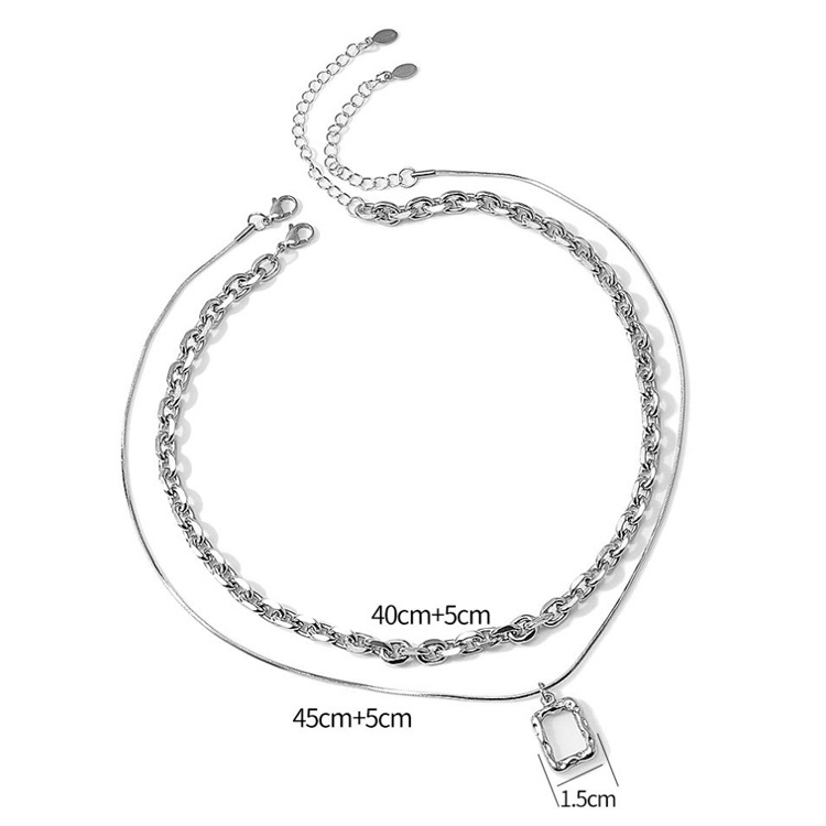 スクエアモチーフ ロング ショート 重ね付け