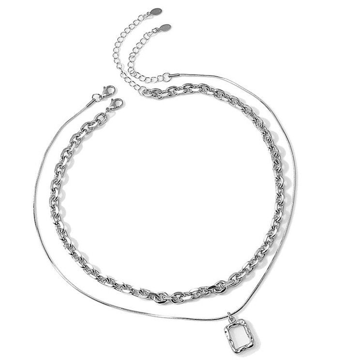 スクエアモチーフ ロング ショート 重ね付け