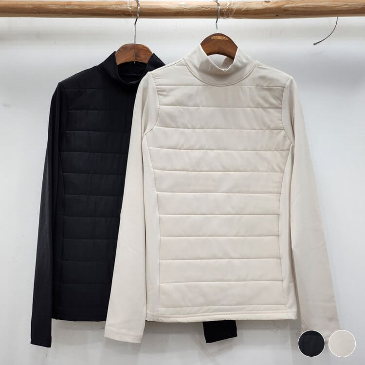 韓国ゴルフウェア パディング 防寒 ハイネック トップス