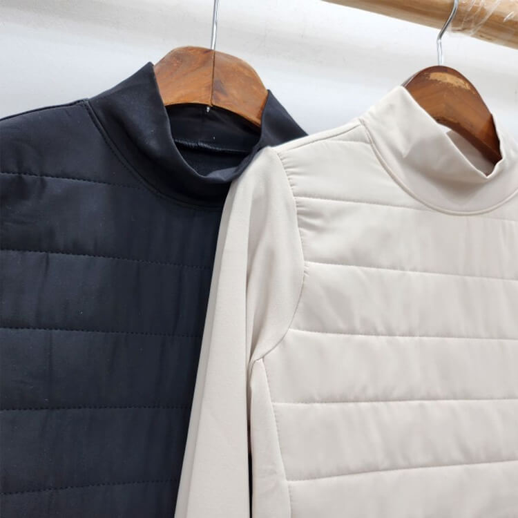 韓国ゴルフウェア パディング 防寒 ハイネック トップス