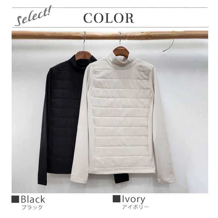 韓国ゴルフウェア パディング 防寒 ハイネック トップス