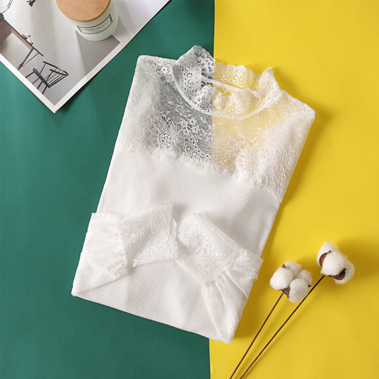 レース切り換え ハイネック シースルー インナー トップス