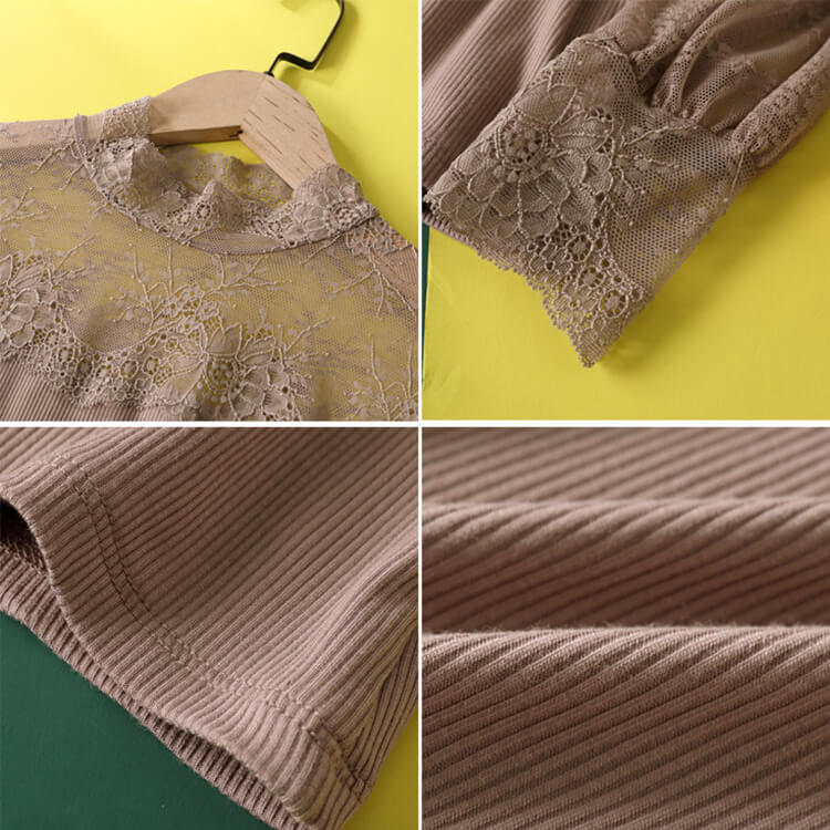 レース切り換え ハイネック シースルー インナー トップス