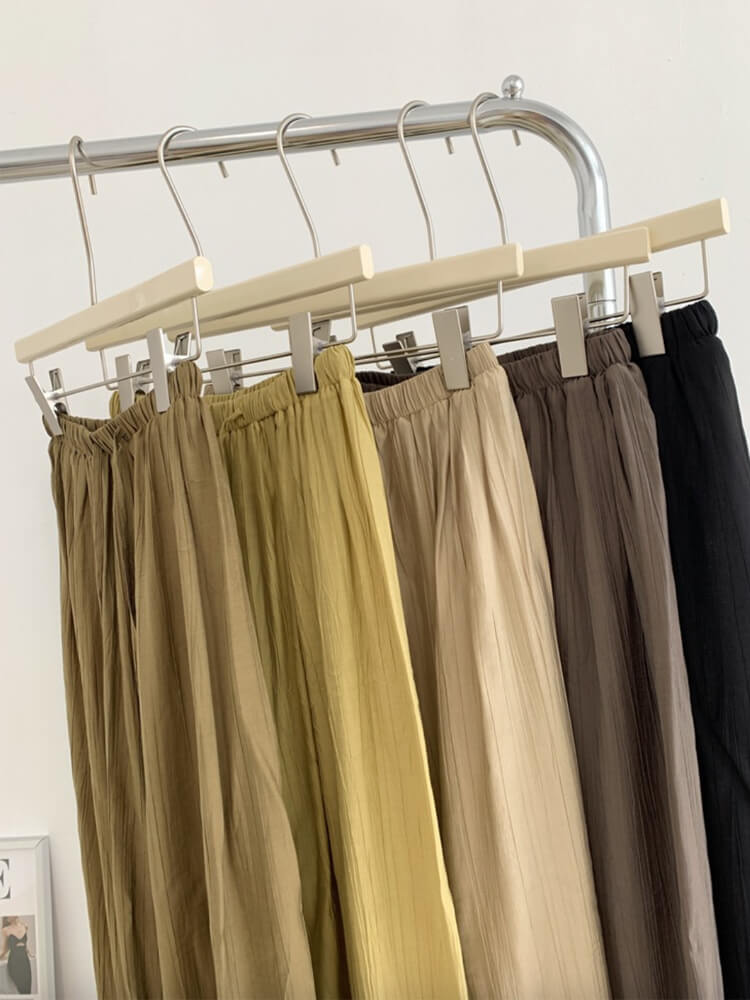 シボ加工 ひんやり薄手 ロング丈 ワイドパンツ