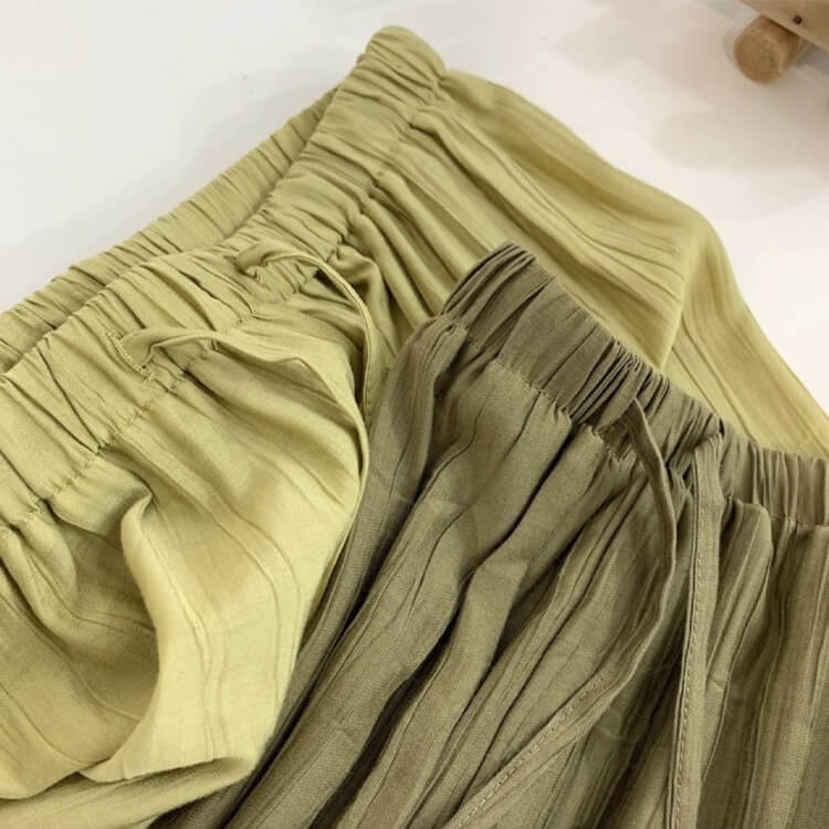 シボ加工 ひんやり薄手 ロング丈 ワイドパンツ