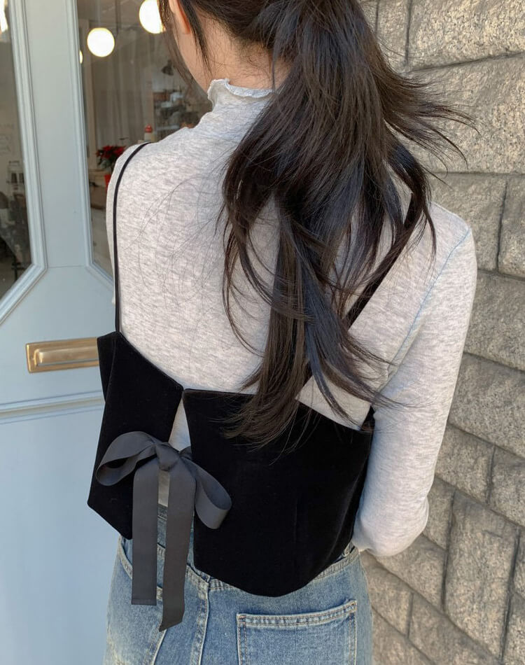 バックリボン ビスチェ ミニスカート セットアップ