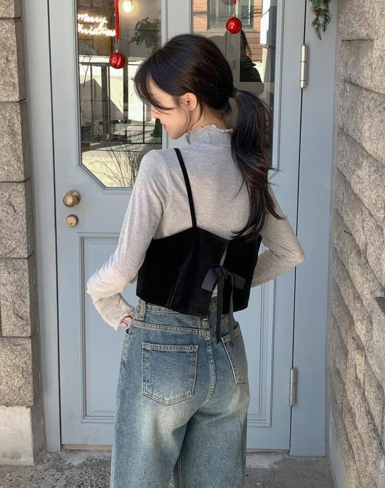 バックリボン ビスチェ ミニスカート セットアップ