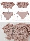 レトロ花柄 レースアップ オフショルダービキニ