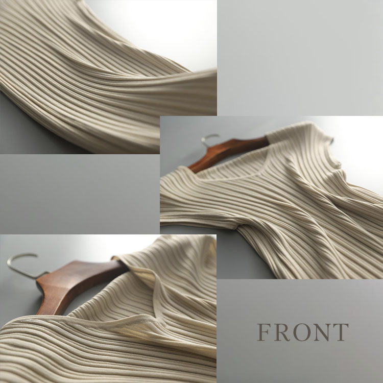 エレガントフィット リブニット タイトワンピース