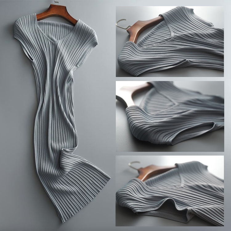 エレガントフィット リブニット タイトワンピース