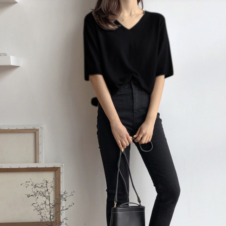 てろんと感 サマーニット 5分袖 カットソー Tシャツ