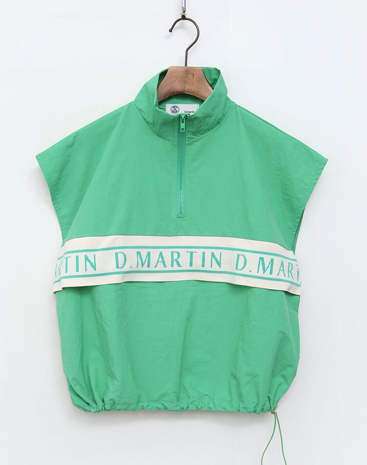 セットアップ可能！配色 ライン ロゴ ハーフジップ ベスト