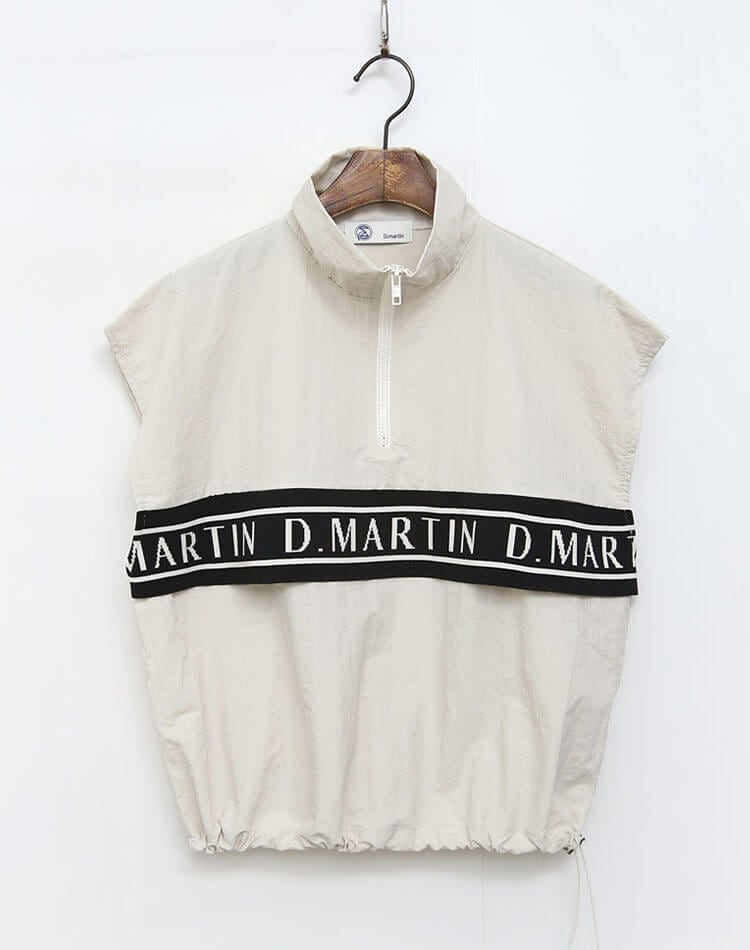 セットアップ可能！配色 ライン ロゴ ハーフジップ ベスト