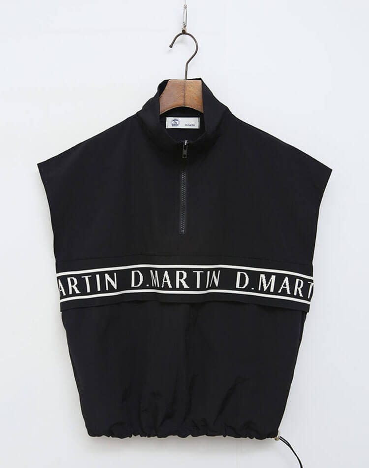 セットアップ可能！配色 ライン ロゴ ハーフジップ ベスト