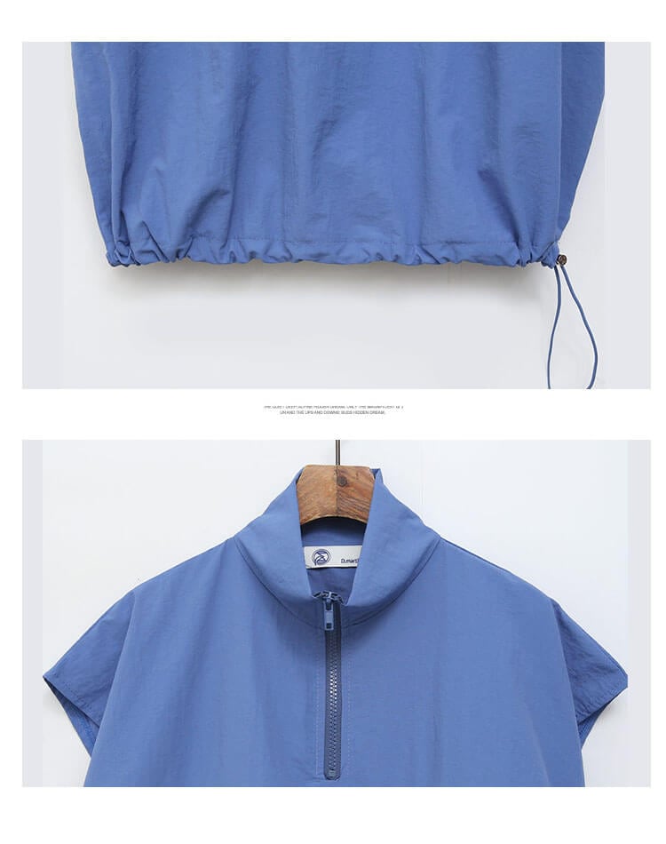 セットアップ可能！配色 ライン ロゴ ハーフジップ ベスト