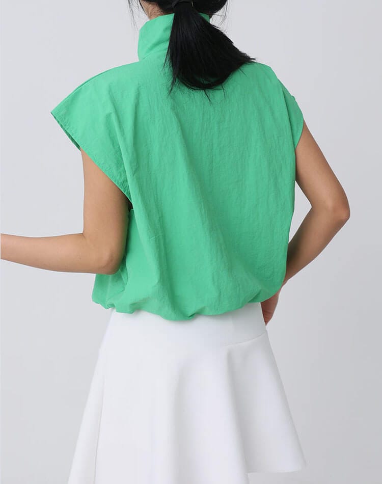 セットアップ可能！配色 ライン ロゴ ハーフジップ ベスト