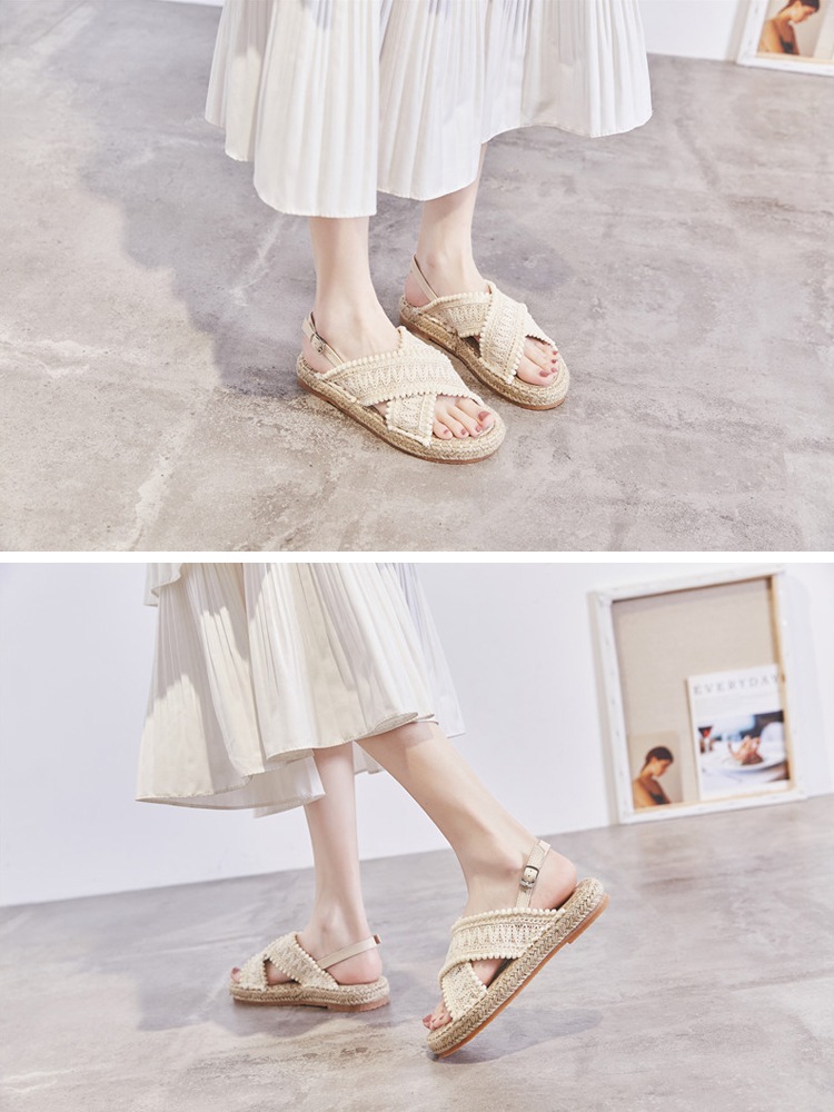 ぽんぽん ロープ編み エスニックサンダル