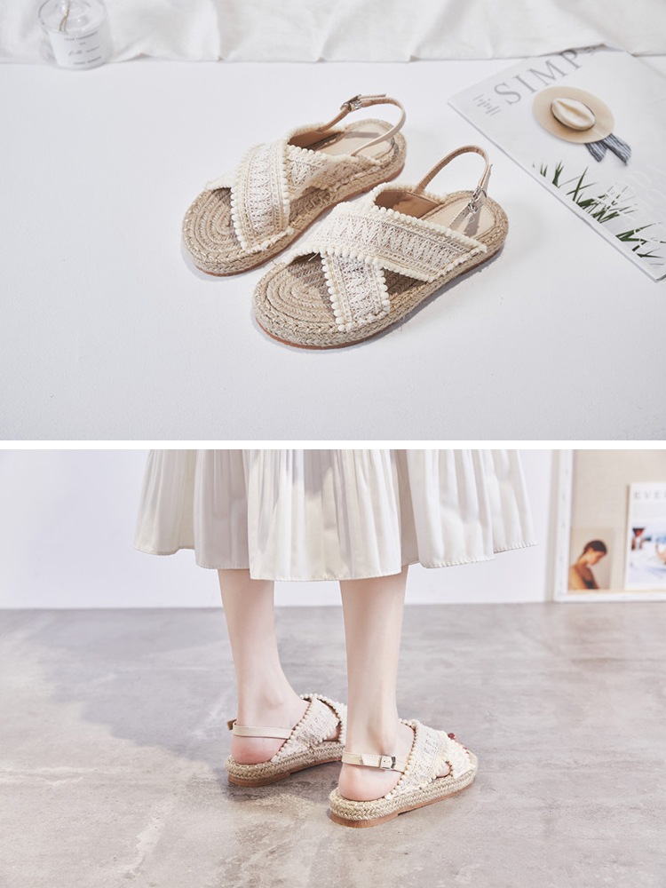 ぽんぽん ロープ編み エスニックサンダル