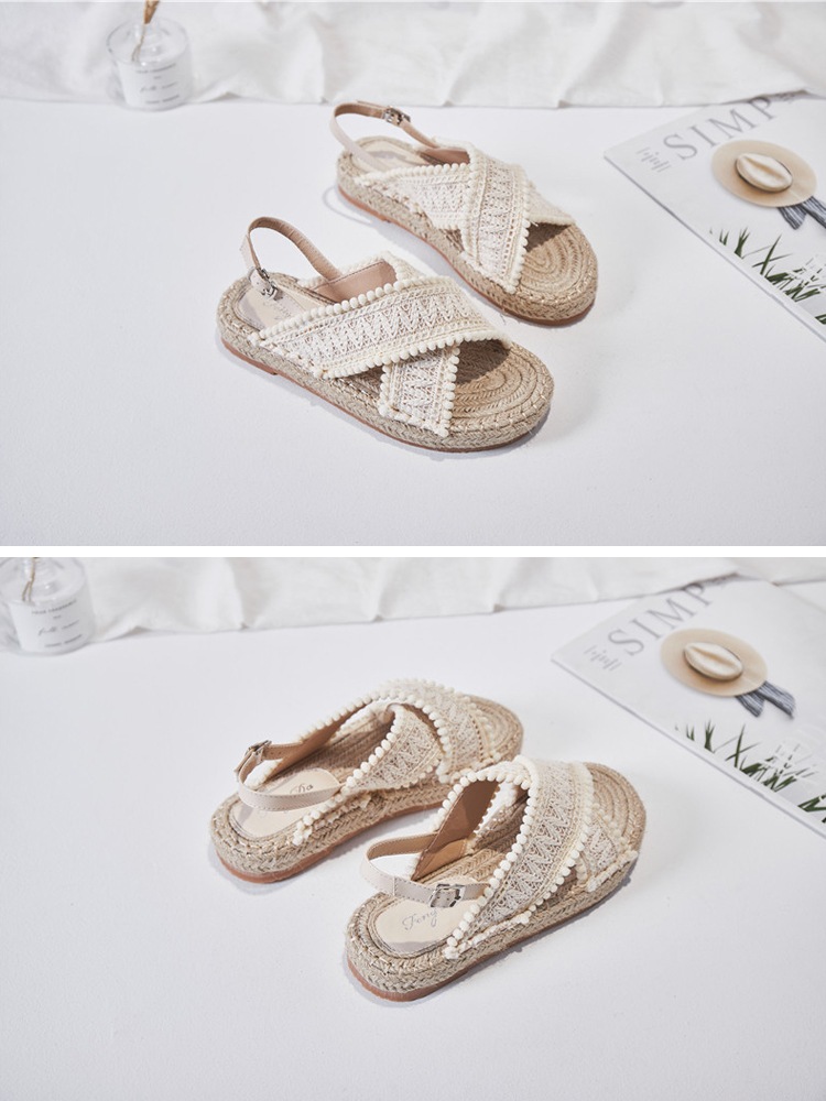 ぽんぽん ロープ編み エスニックサンダル