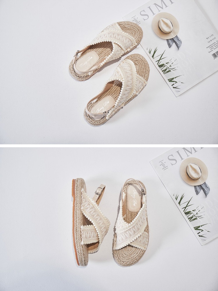 ぽんぽん ロープ編み エスニックサンダル