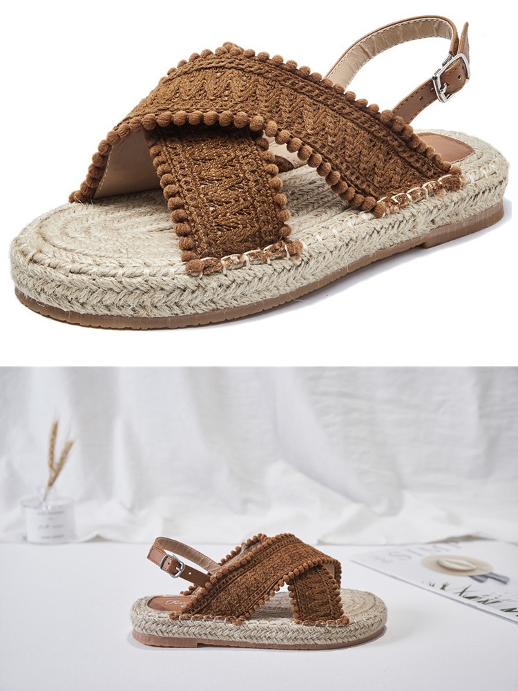 ぽんぽん ロープ編み エスニックサンダル