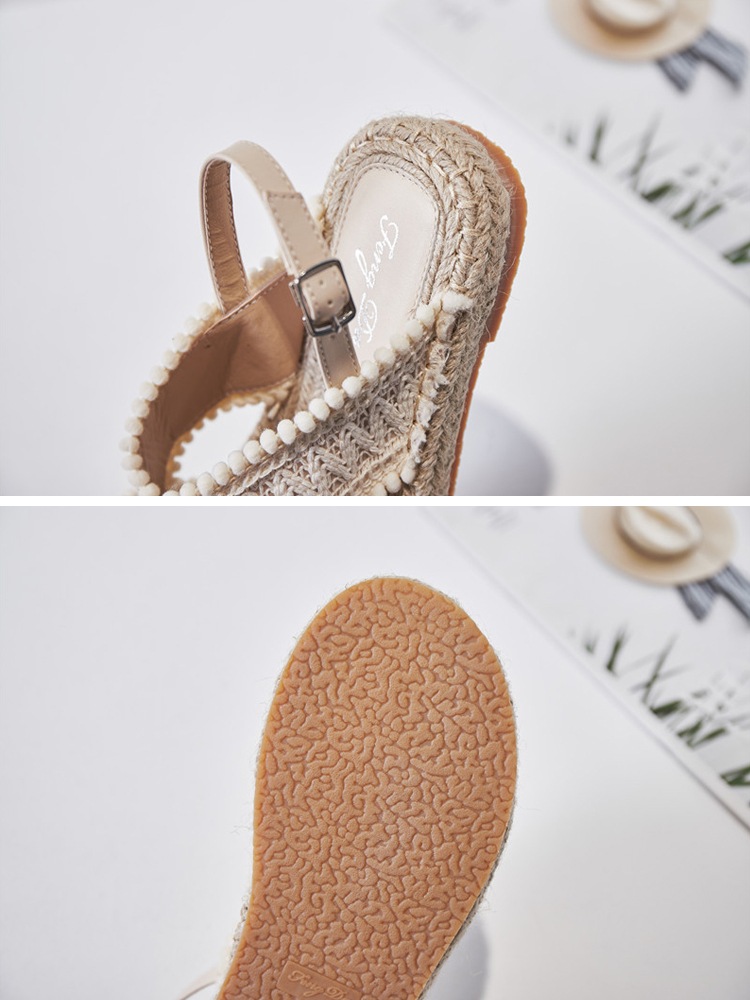 ぽんぽん ロープ編み エスニックサンダル