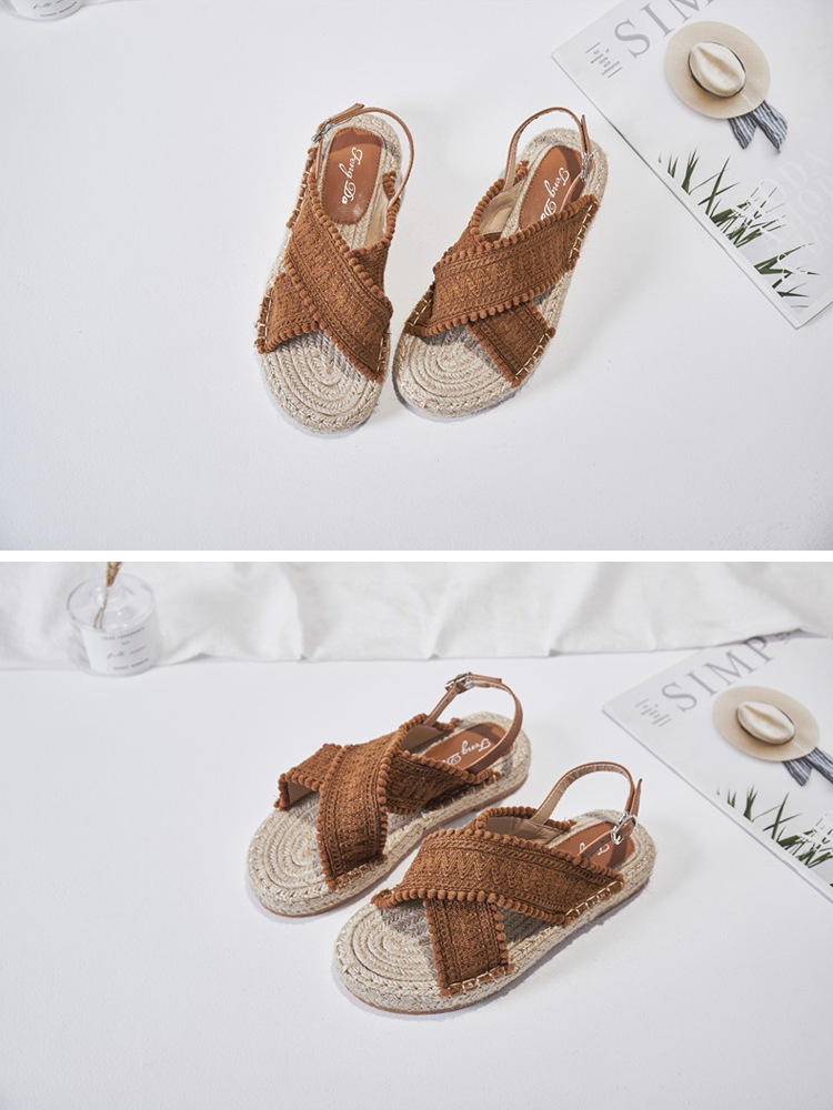 ぽんぽん ロープ編み エスニックサンダル