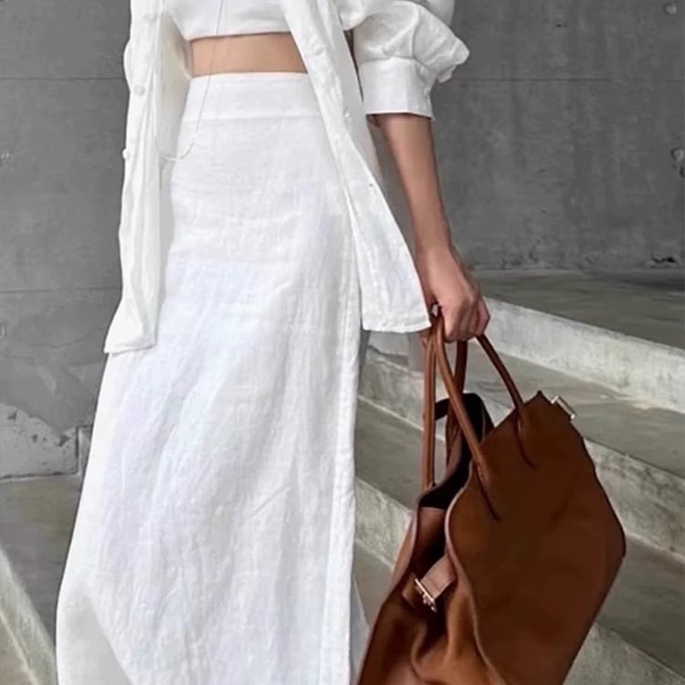 きれいめ Aライン コットンリネン ロングスカート