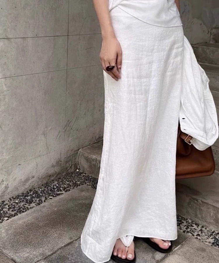 きれいめ Aライン コットンリネン ロングスカート
