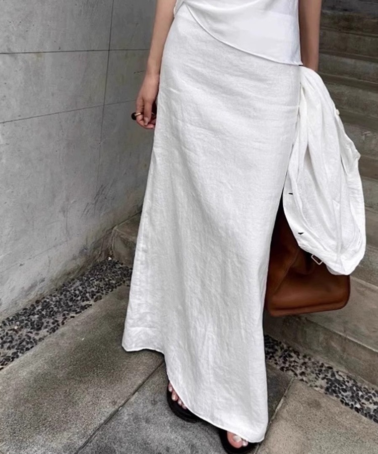 きれいめ Aライン コットンリネン ロングスカート