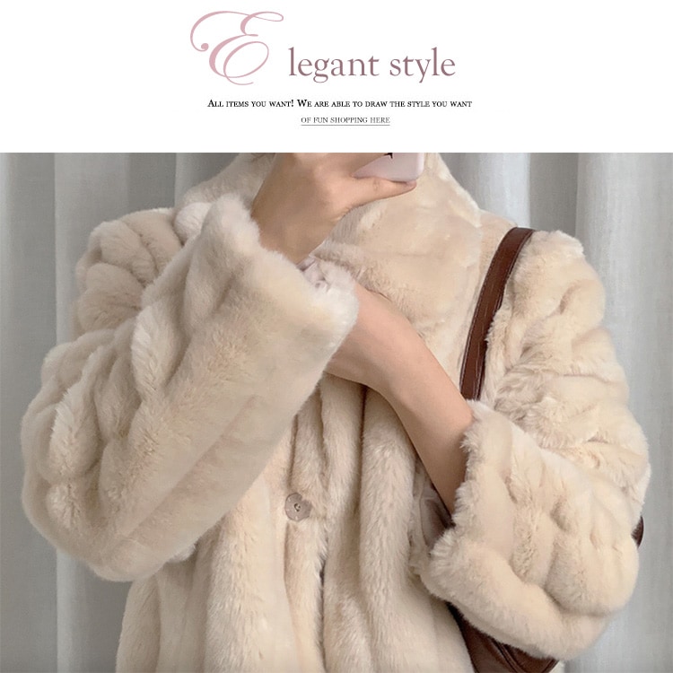 ふんわり ストライプ エコファー ショート丈 コート