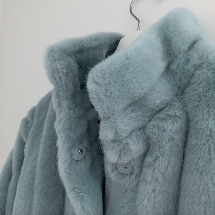 ふんわり ストライプ エコファー ショート丈 コート