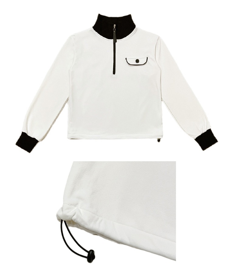 配色 ハーフジップ 長袖 Tシャツ 韓国ゴルフウェア

