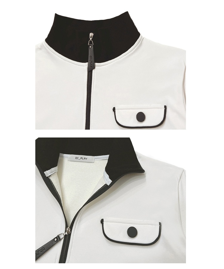 配色 ハーフジップ 長袖 Tシャツ 韓国ゴルフウェア

