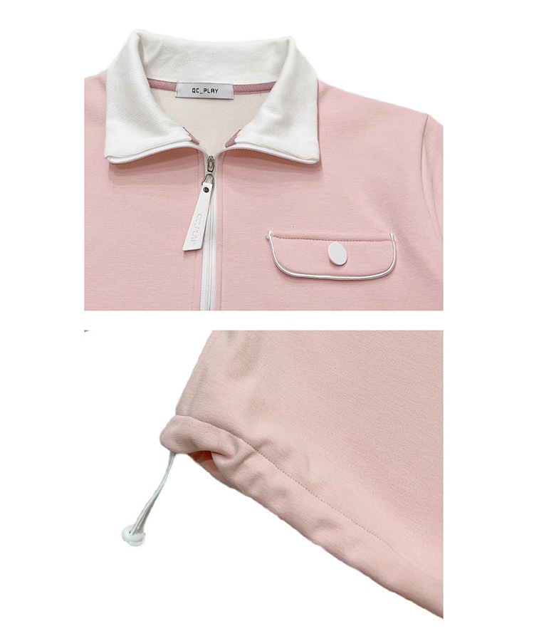 配色 ハーフジップ 長袖 Tシャツ 韓国ゴルフウェア

