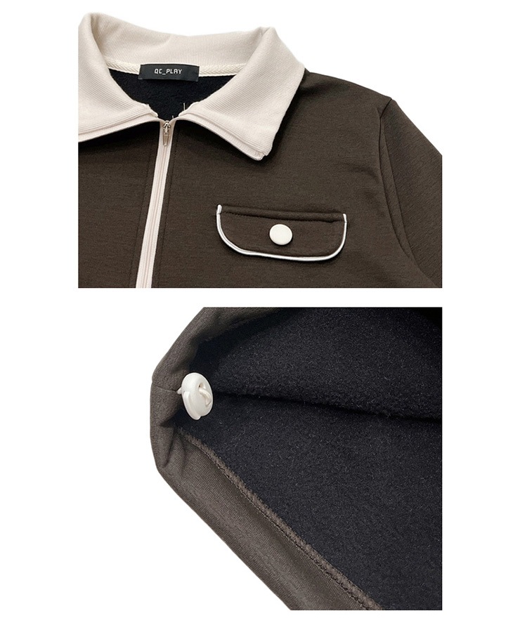 配色 ハーフジップ 長袖 Tシャツ 韓国ゴルフウェア

