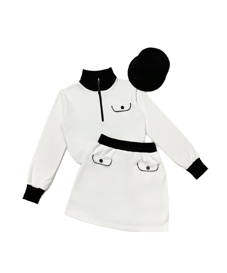 配色 ハーフジップ 長袖 Tシャツ 韓国ゴルフウェア

