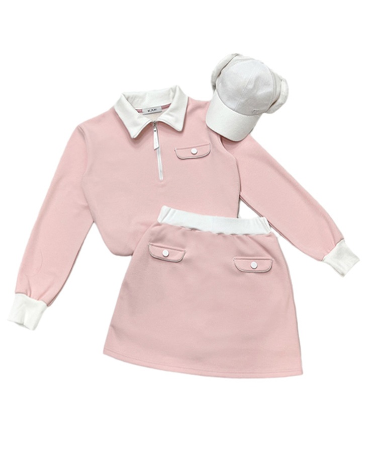 配色 ハーフジップ 長袖 Tシャツ 韓国ゴルフウェア

