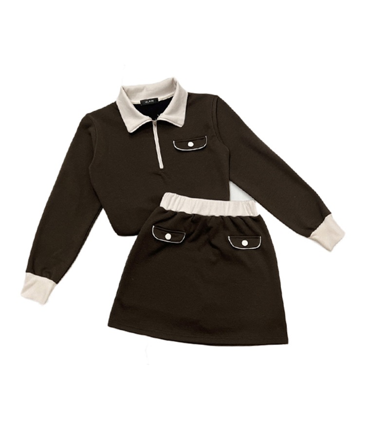 配色 ハーフジップ 長袖 Tシャツ 韓国ゴルフウェア

