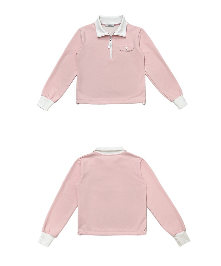 配色 ハーフジップ 長袖 Tシャツ 韓国ゴルフウェア

