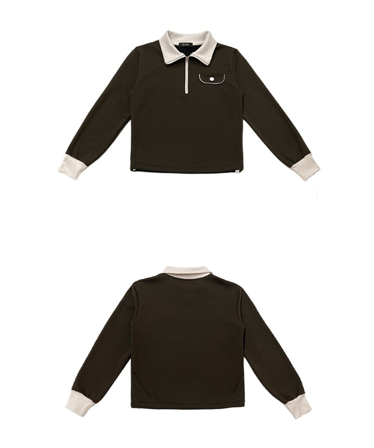 配色 ハーフジップ 長袖 Tシャツ 韓国ゴルフウェア

