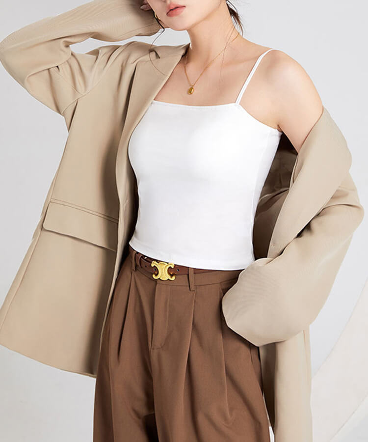 ダブルショルダー カップ付き キャミソール インナー トップス