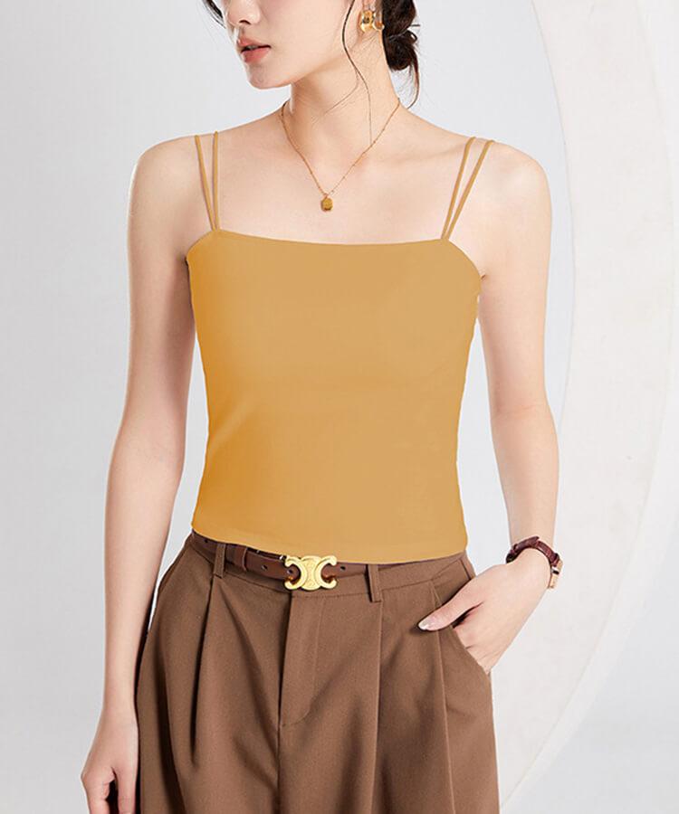 ダブルショルダー カップ付き キャミソール インナー トップス