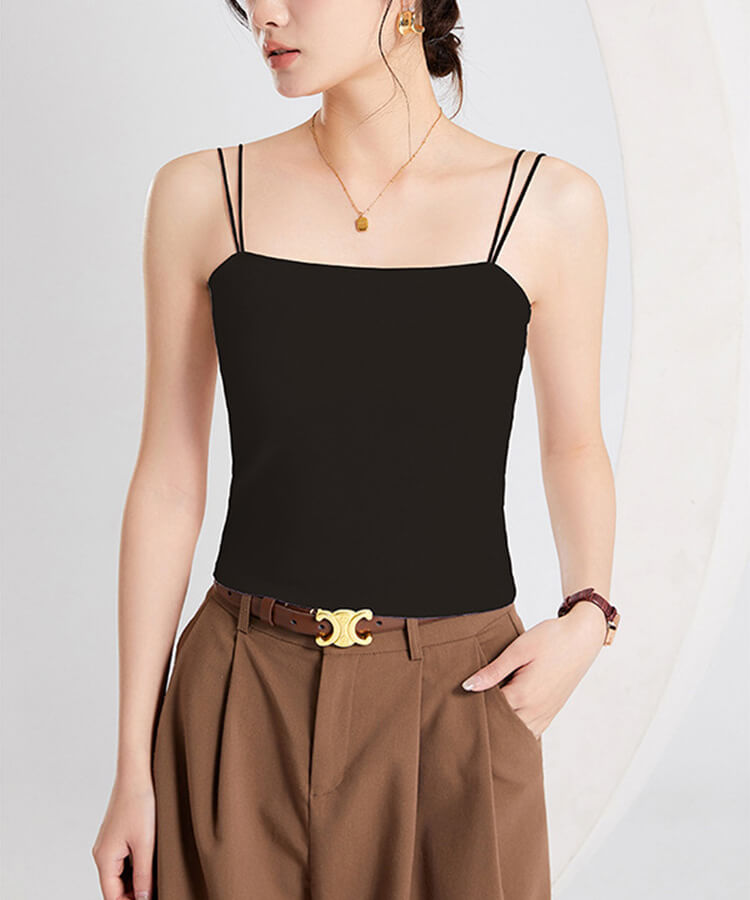 ダブルショルダー カップ付き キャミソール インナー トップス