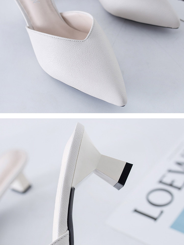 ポインテッドトゥ チャンキーヒール ミュール