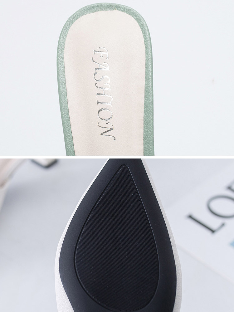 ポインテッドトゥ チャンキーヒール ミュール