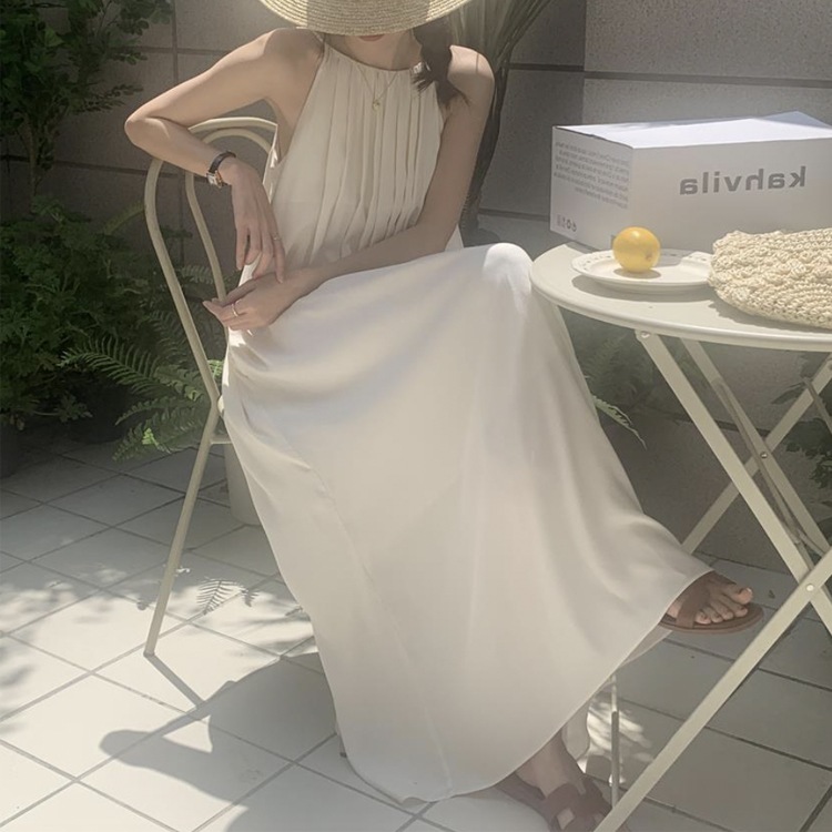 タックプリーツ ゆったり ロング丈 キャミソールワンピース