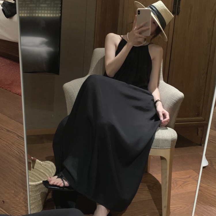 タックプリーツ ゆったり ロング丈 キャミソールワンピース